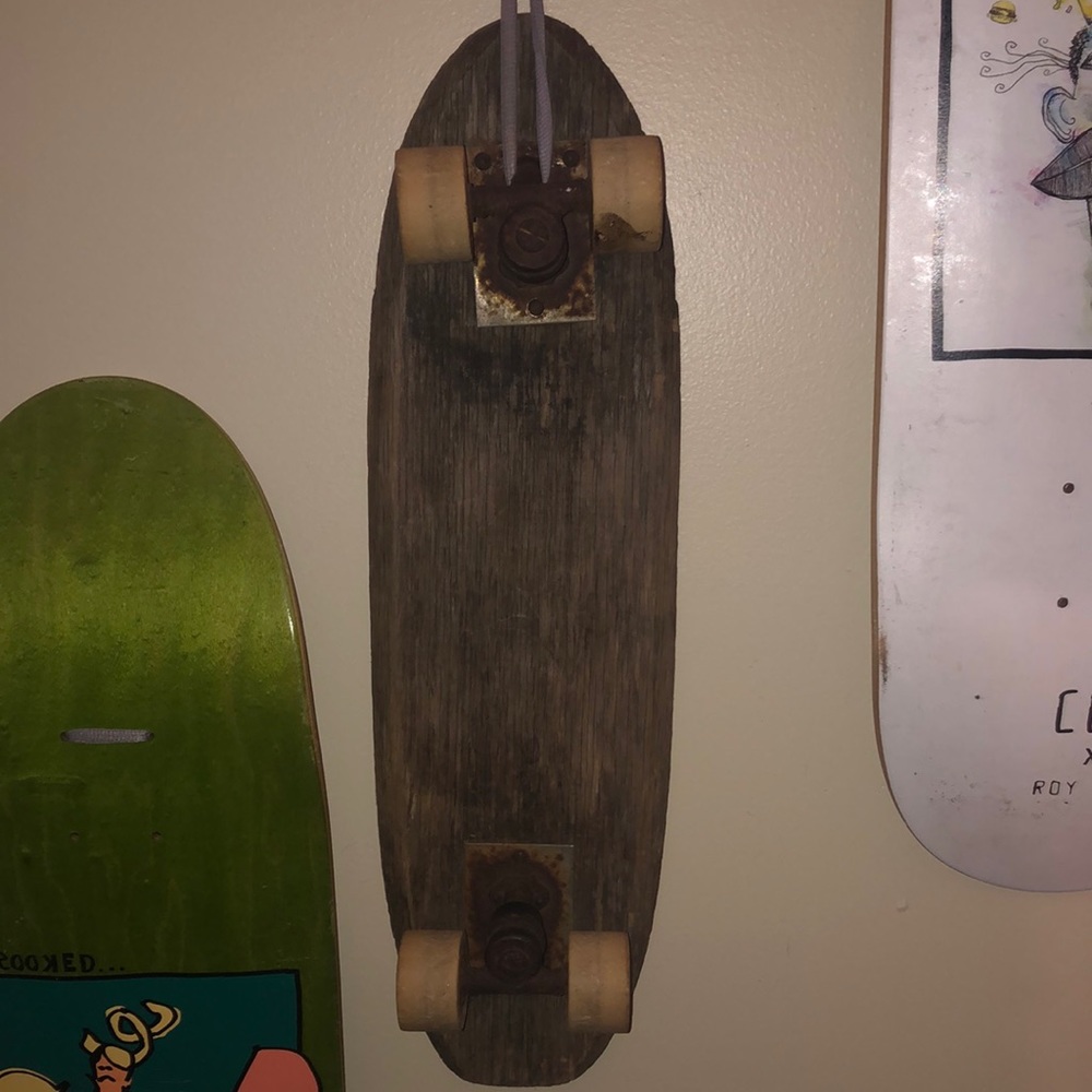 1964 skateboard with original clay wheels and ball bearings.